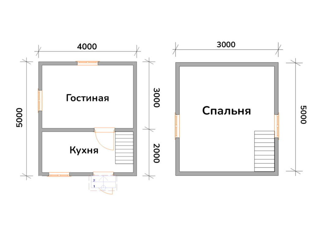 Каркасный дом 3х5 с мансардой под ключ - планировка